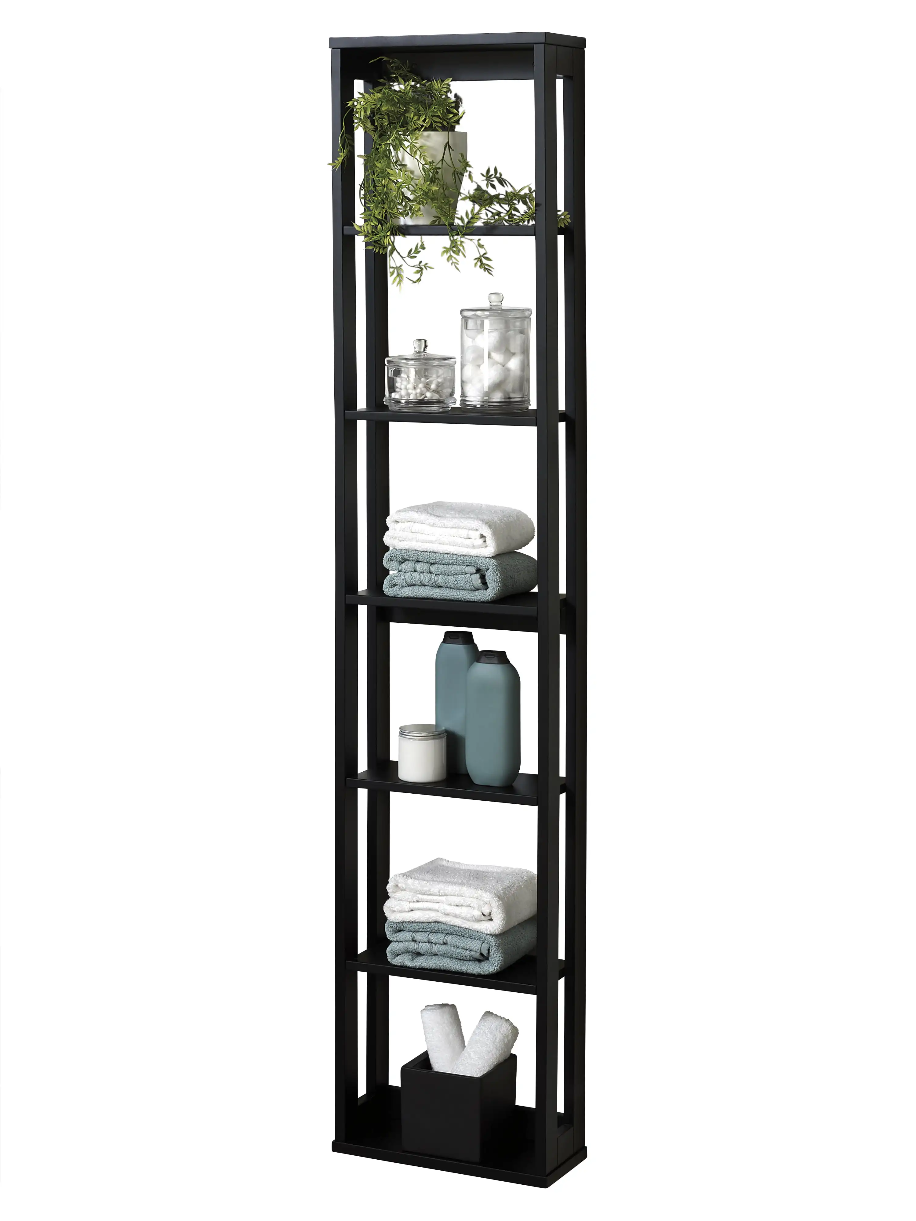 

Black Wall Mounted Storage Tower, Zenna Home Small Spaces