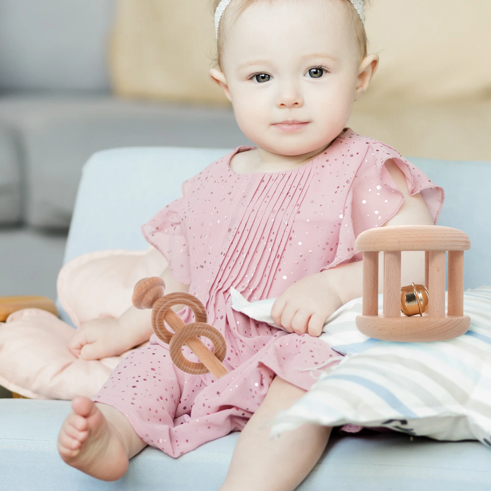 Juguete calmante para entrenamiento de dentición de agarre Molar de madera para bebé, desarrollo de habilidades motoras de mano, 3 uds.