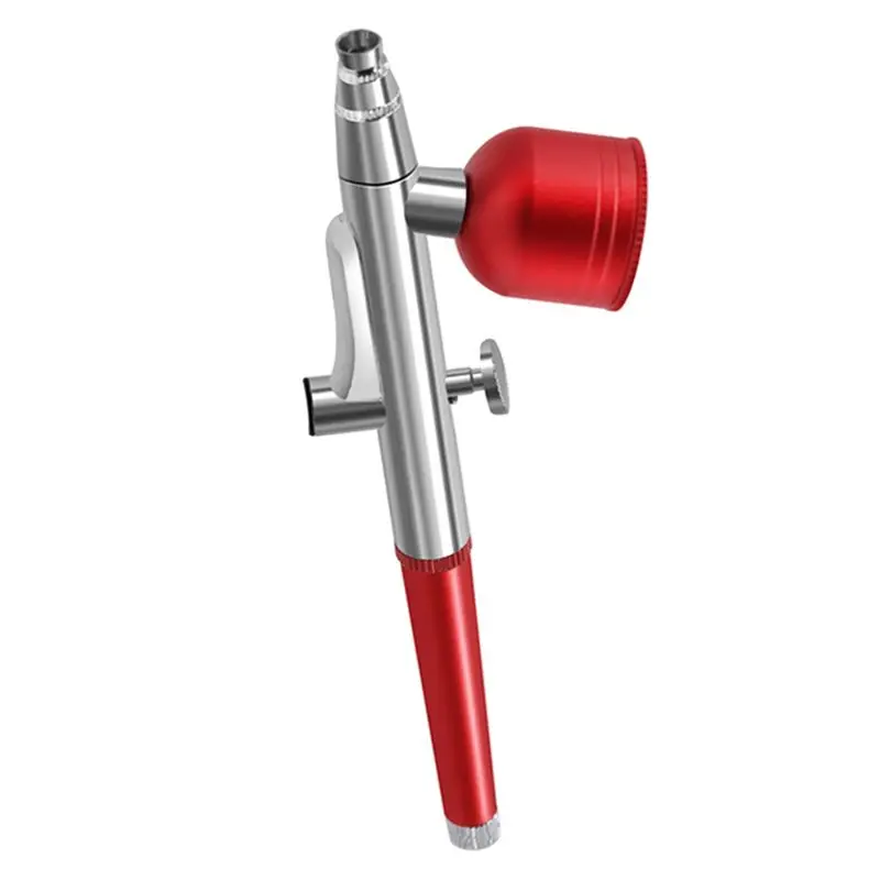 DT19-2X Portable Single Action Airbrush 0.3Mm Nozzles Spray Airbrush Pen For Model Cake Nail Car Painting Beauty Inkjet-Red