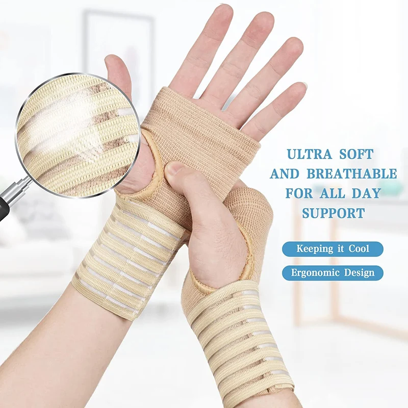 1Pair Compression Arthritis Gloves with Strap,Carpal Tunnel,Typing Joint Pain Relief Women Men Therapy Wristband