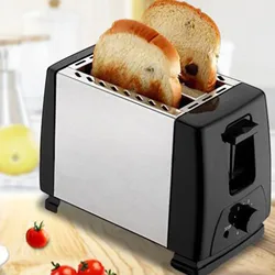 600W Household Automatic Bread Toaster Fast Heating 2 Slices Slots Bread Maker Cooking Stainless Steel Baking Breakfast Machine