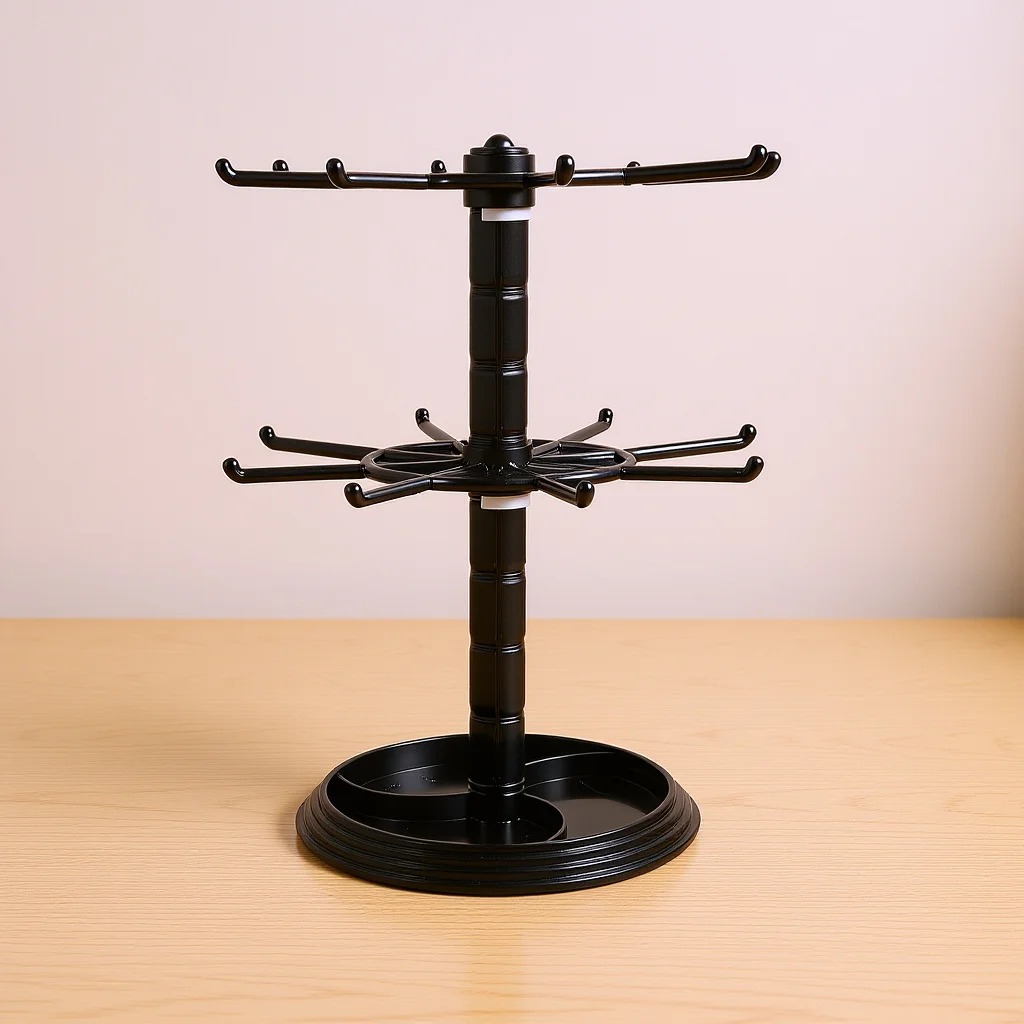 

1pc Rotating Jewelry Stand Display Rack Keychain Holder Necklace Organizer Desktop Hanger Shelf Plastic Spinner Accessory