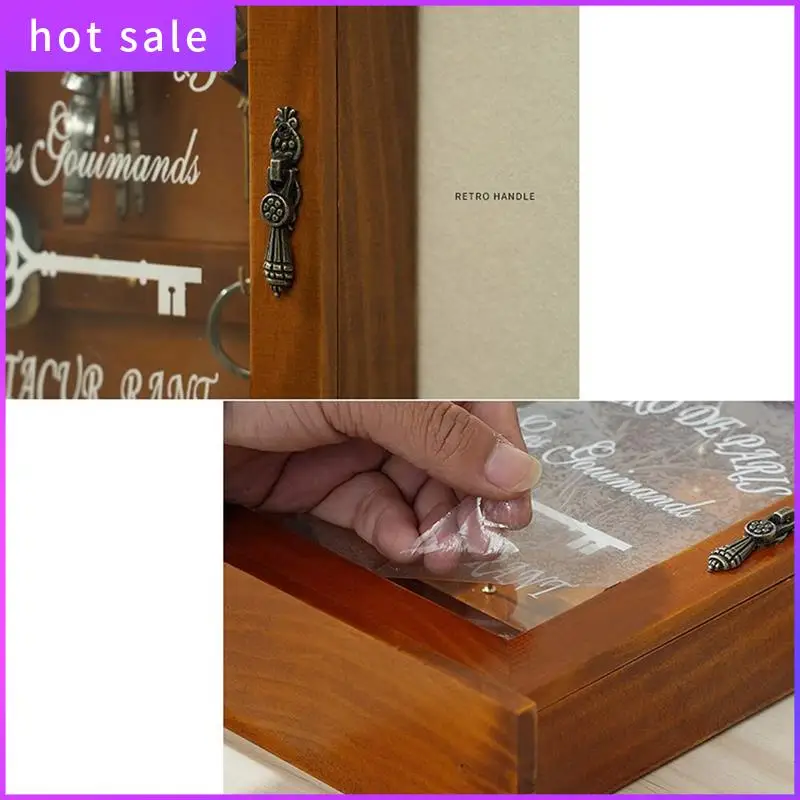 

LICG-Wooden Key Box, Retro, Wall, Key Cabinet With Magnetic Door, Durable Solid Wood Storage With 6 Hooks-B Easy Install
