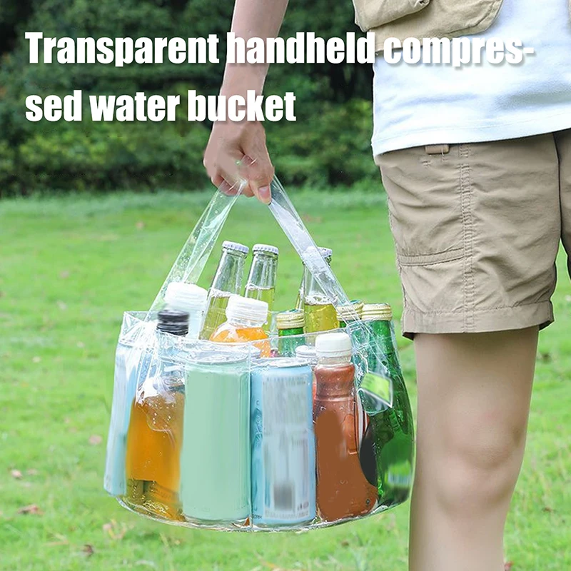 Foldable Transparent Bucket Picnic Fruit Basket Portable Clear Water Basins Food Storage Container For Camping Hiking Fishing