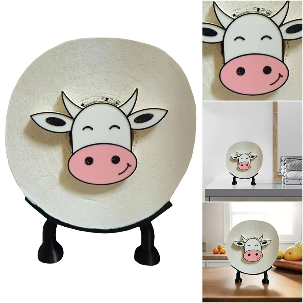 Black Cow Sheep Shape Toilet Roll Holder Resin Animal Roll Paper Rack Stackable For Home Bathroom Vanity Night Stands