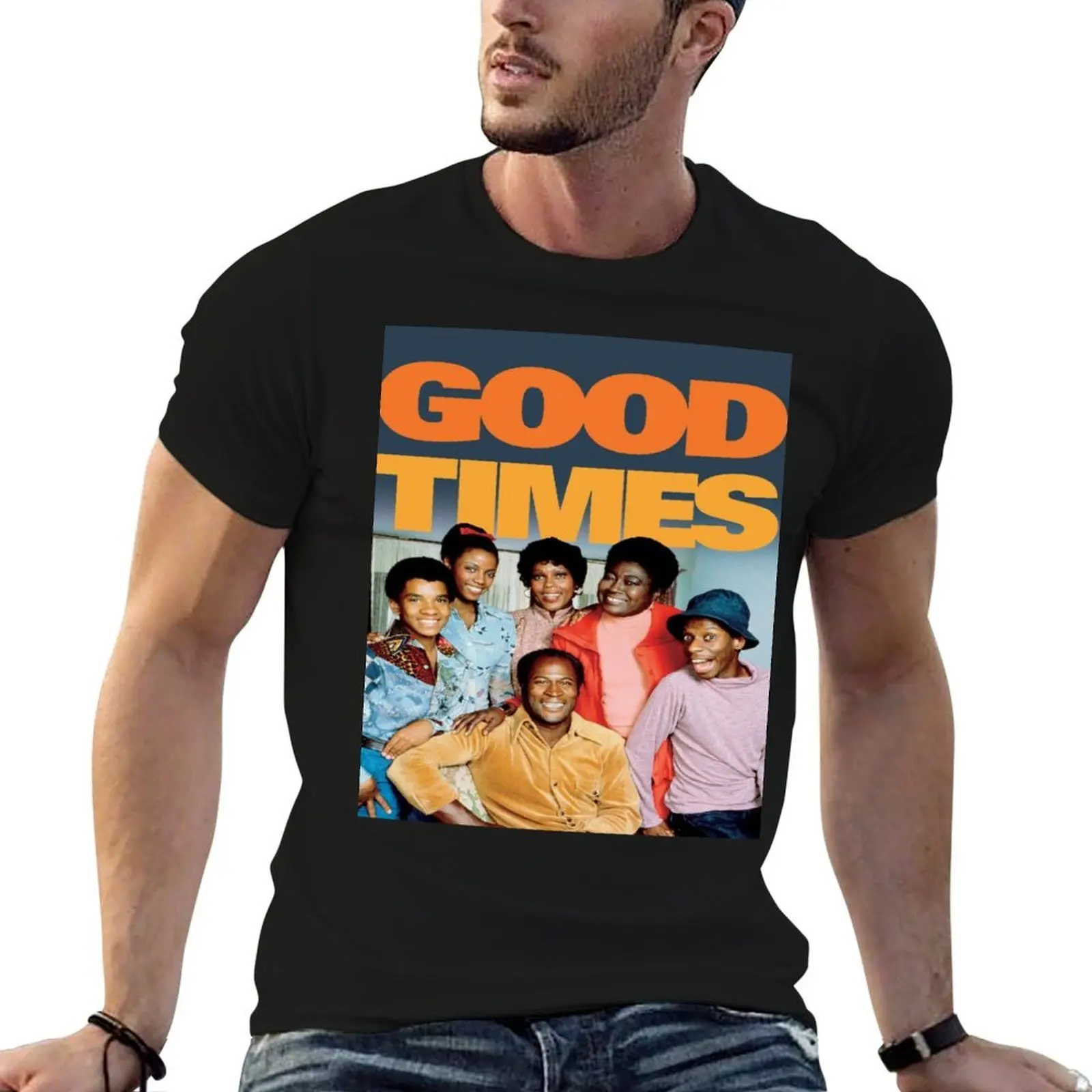 تي شيرت Good Times الكلاسيكي تي شيرت للرجال من القطن مضحك تي شيرت مطبوع حسب الطلب