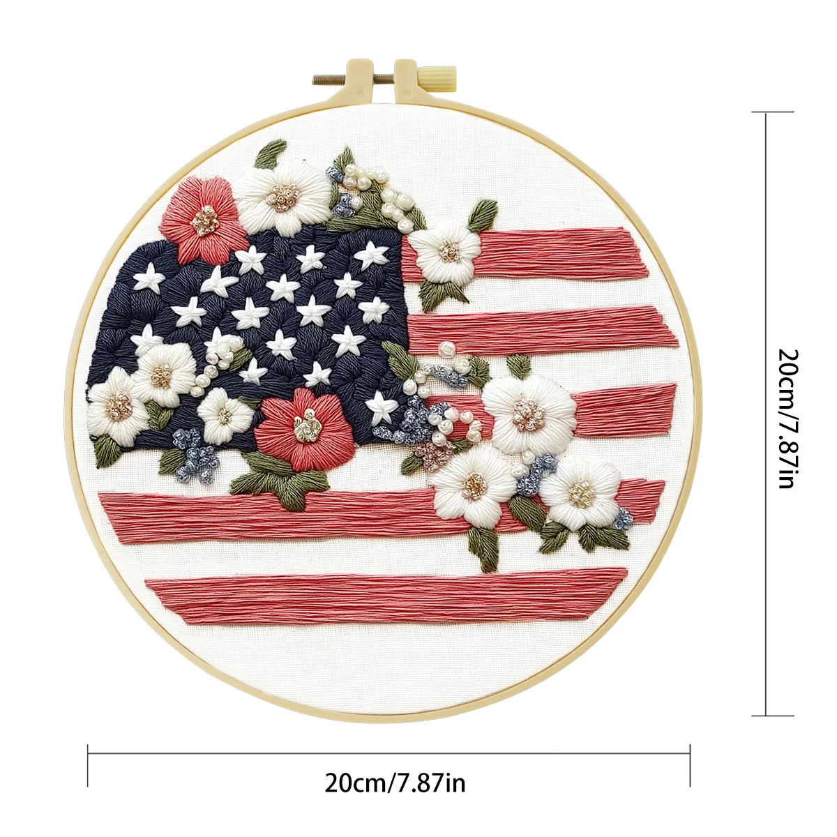 1 Stück 20X20CM/15X15CM 7,87/6,3 Zoll Nationalflagge und Blumen Stickerei Starter-Kit DIY-Kit DIY-Stickerei-Set Handarbeiten – Detail 4
