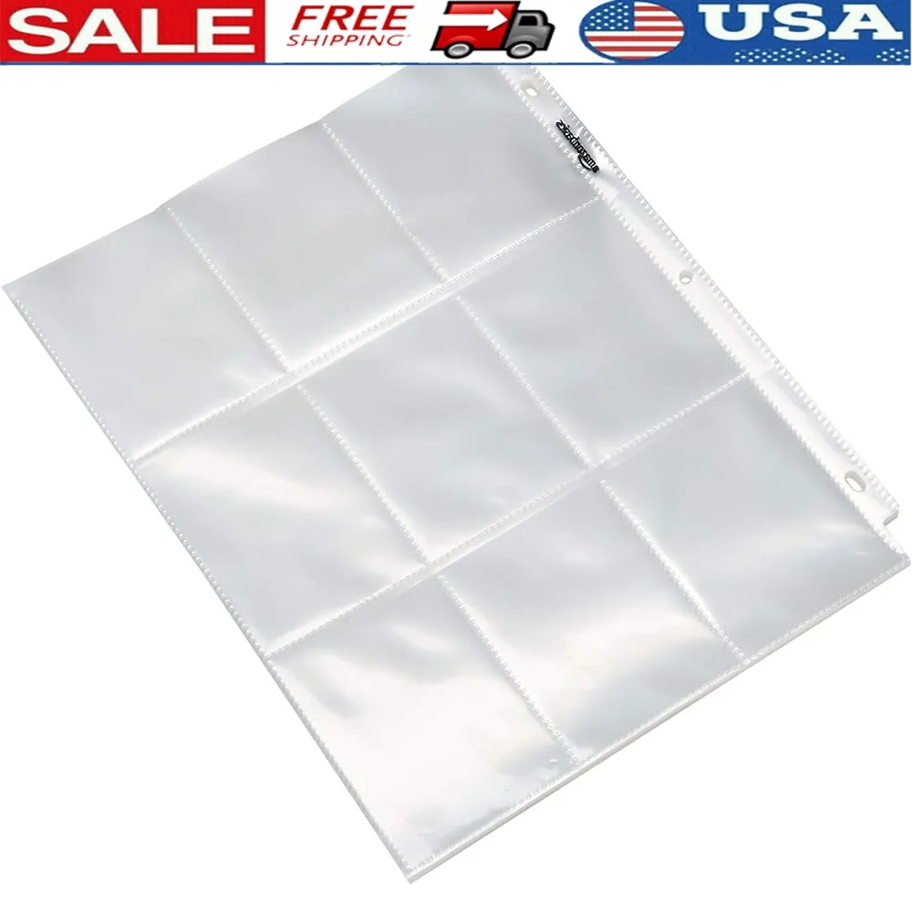 

500 Pack 9 Pocket Card Protectors Sheets Durable Clear Plastic Top Loading Archival Quality Storage Binder Pages UV Resistant