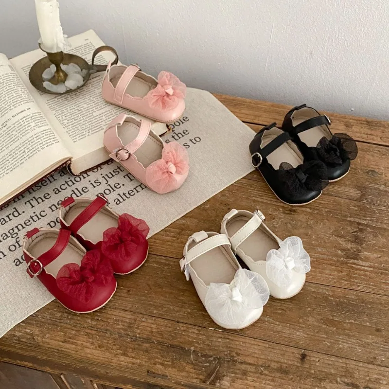 

Newborn Summer Baby Girl Bow Shoes Joker Breathable Non-slip Wear-resistant Soft-soled Shoes for All Seasons Infant