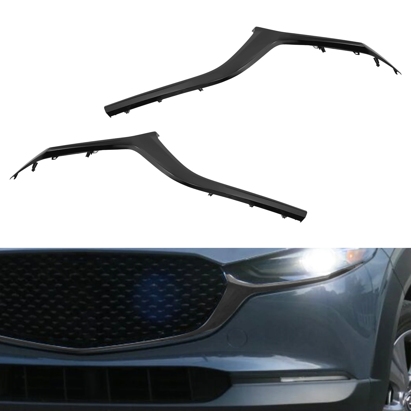 

Пара накладок на решетку для Mazda CX-30 на 2020-2023 годы — аксессуар для передней решетки автомобиля со стороны водителя и пассажира