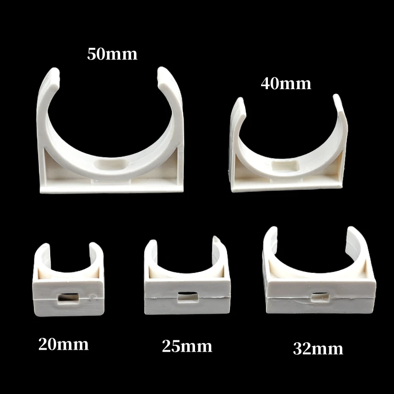 20/25/32/40/50mm White PVC Pipe Clamp UPVC Tube Holder Garden Water Pipe Connector U-shaped Clips Aquarium Fish Tank Accessories