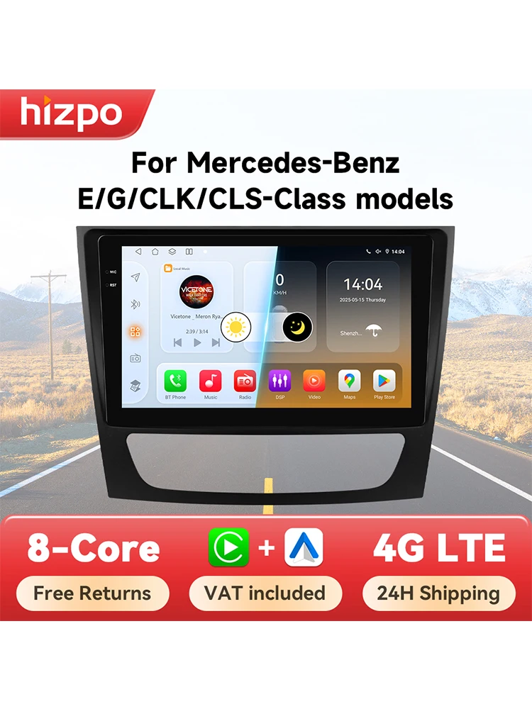 Hizpo 6115 Radio Für Mercedes Benz E klasse W211 E300 E350 E240 4G Auto Multimedia GPS 2din Autoradio CarPlay Android Auto WIFI BT