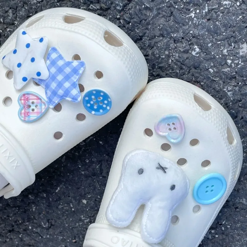 New Kawaii Miffy Rabbit Cute Hole Shoes Accessories Shoe Flower Bow Detachable Decorative Accessories Children's Gifts - Image 4