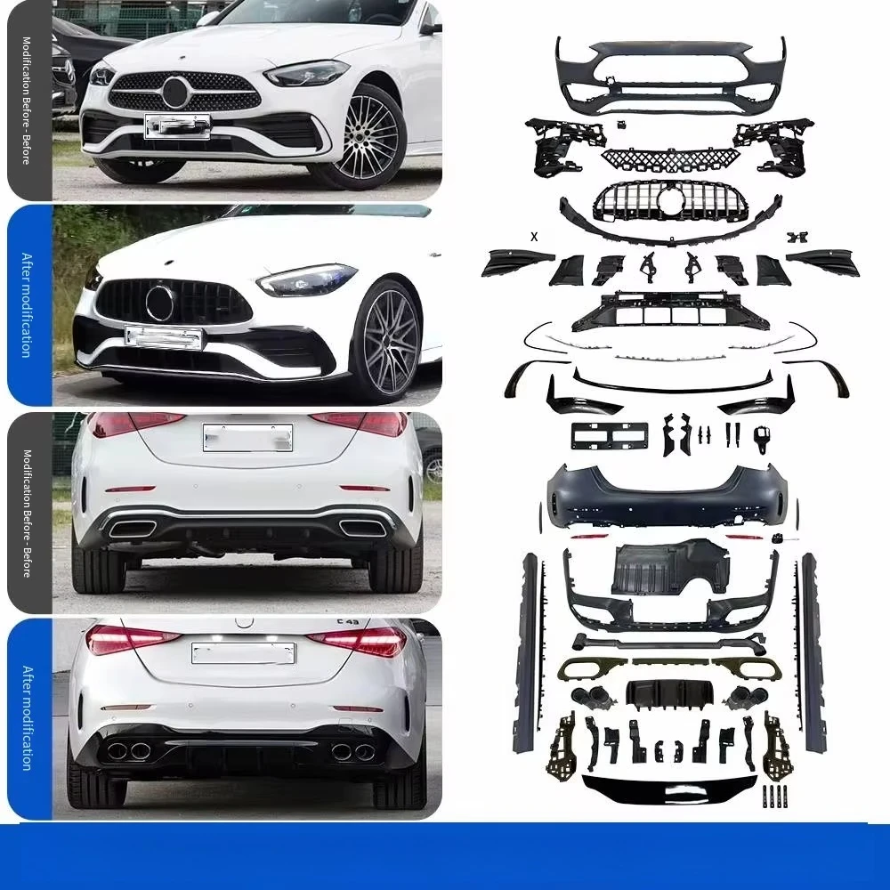 Veidt 22-25 for  C200 260 W206 Update C43 Front and Rear Bumper Surrounds Rear Lip Side Skirts Round Tail Throat