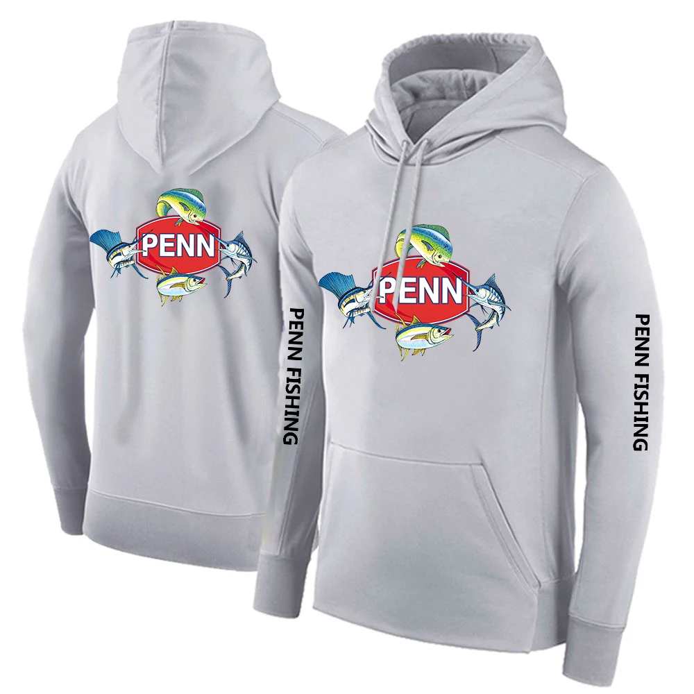 2024 New Printing Men Penn Fishing Reel Spring and Autumn Solid Color Pullover Hoodies Loose Fashion Clothing Hooded Tops