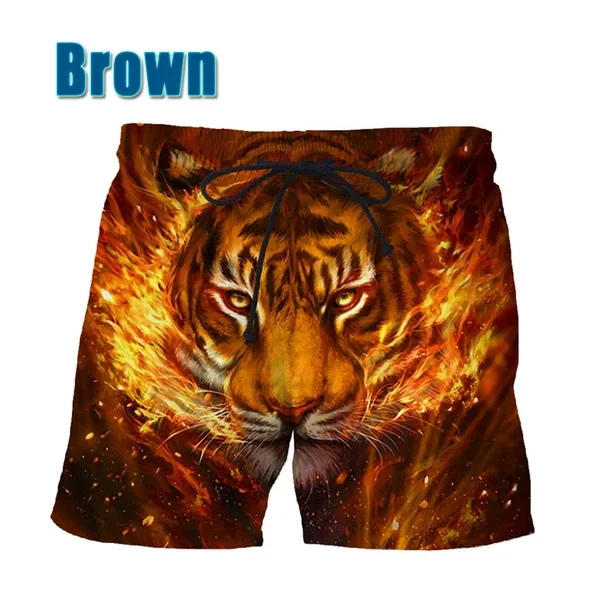 New Summer Men's Casual Fun Beach Pants 3D Animal Printing Tiger Cool Sports Shorts