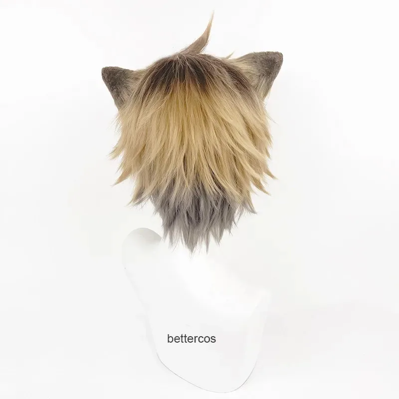 루기 부치 코스프레 애니메이션 트위스트 원더랜드 짧은 갈색 가발 내열성 합성 가발+귀;3.k'6;d.a;