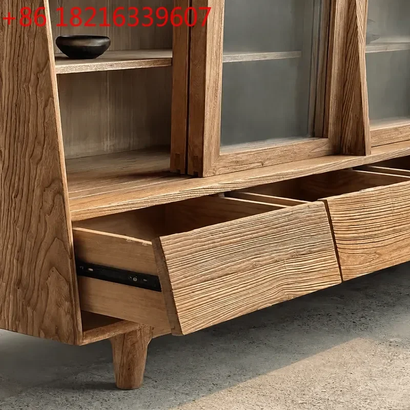 YAOModern Elm Pine Walnut Side Cabinet Living Room Wall Mounted Tea Table Short Storage Cabinet for Kitchen