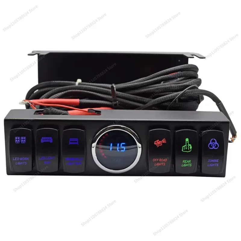 Suitable for 6 sets of rocker switch panel control systems with blue backlit control box and relay box