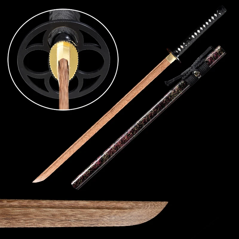 

Straight Chinese Wushu Training Sword Handmade Katana Rosewood Blade Wooden Saya Real Swords Practice Use