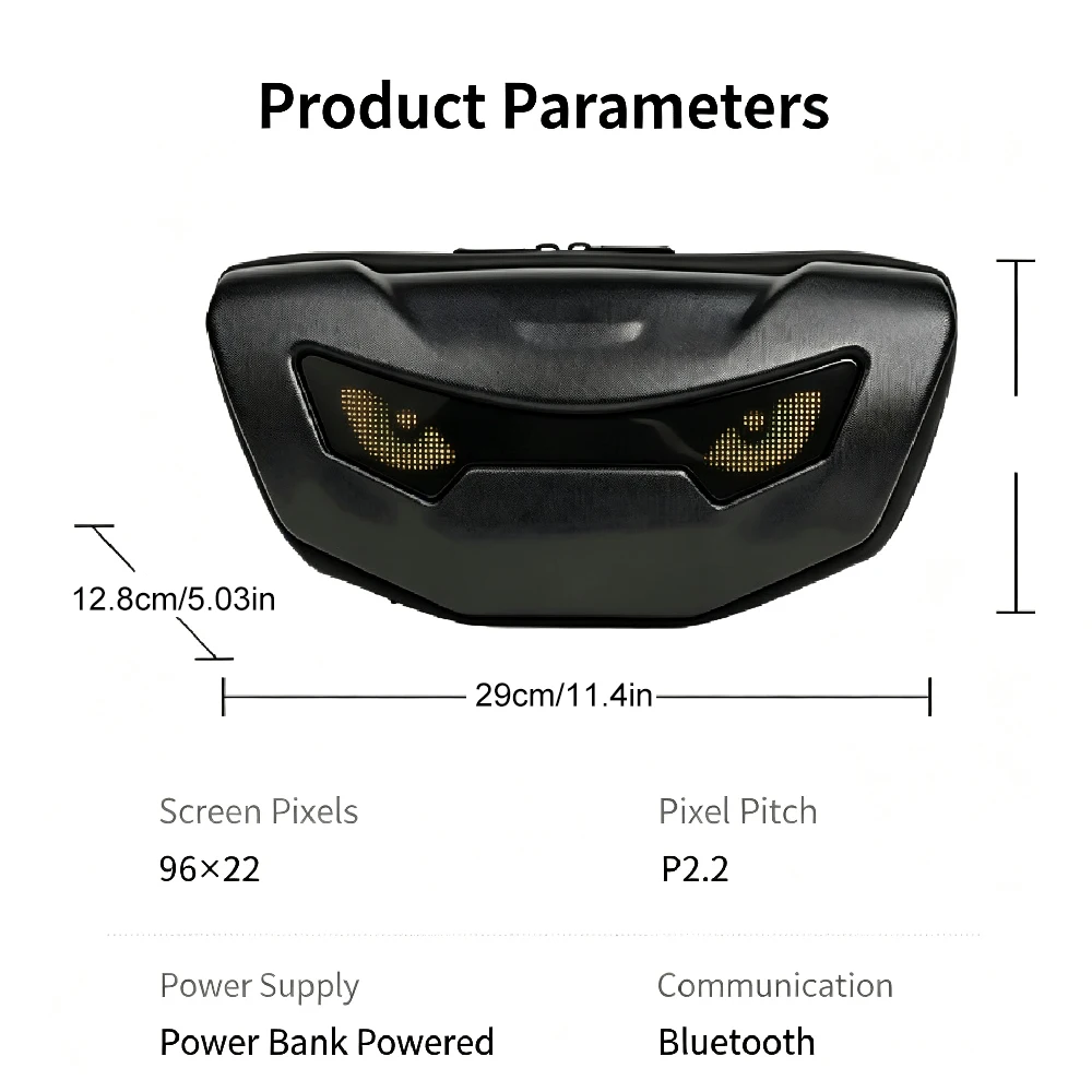 1Pcs MTB & E‑Bike LED Pixel Handlebar Bag, App‑Operated Waterproof Front Phone Storage Pouch, Power Bank Sold Separately