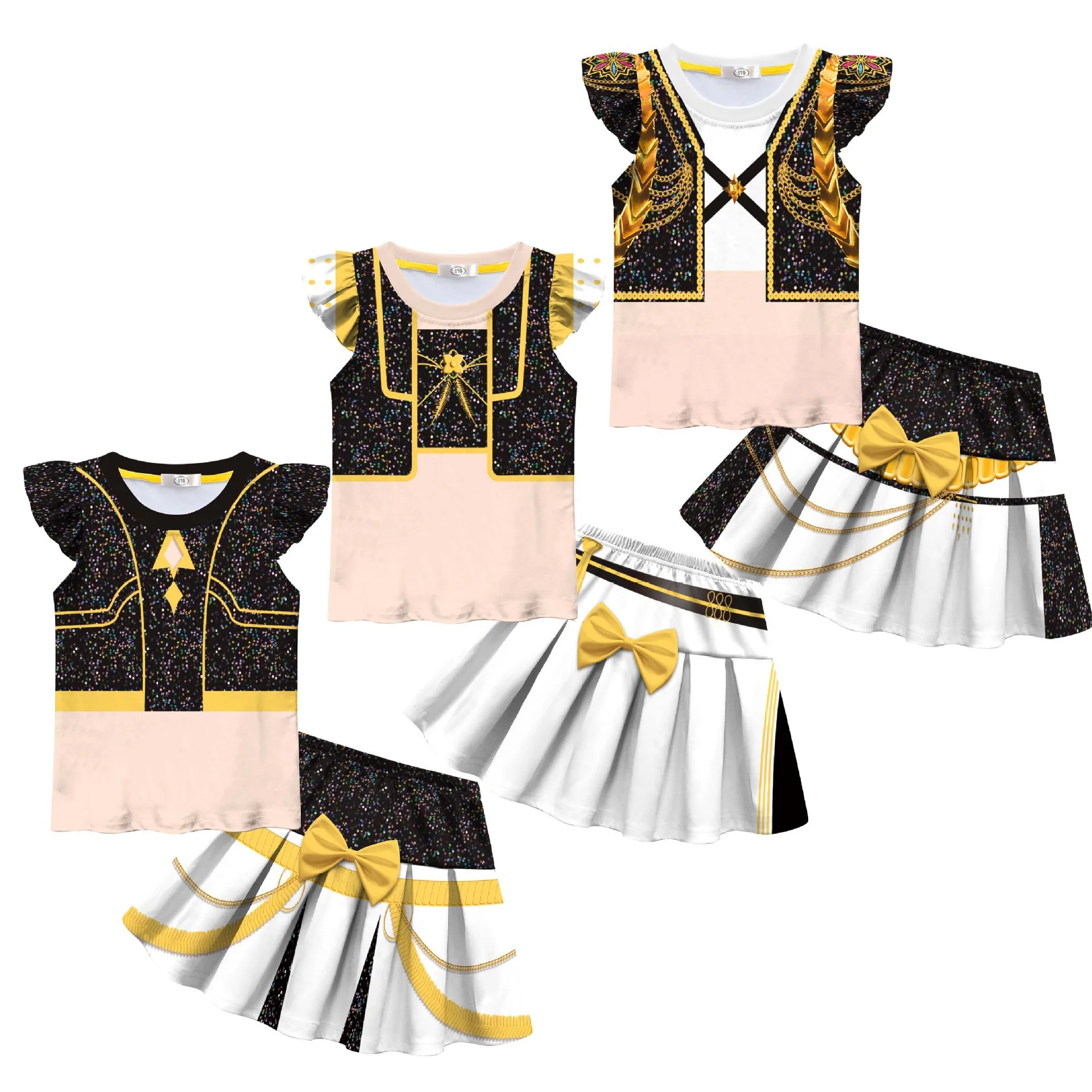 

Футболка с принтом Kpop Singer Rumi для девочек и юбок для детей, карнавальный костюм на Хэллоуин, подарки на день рождения