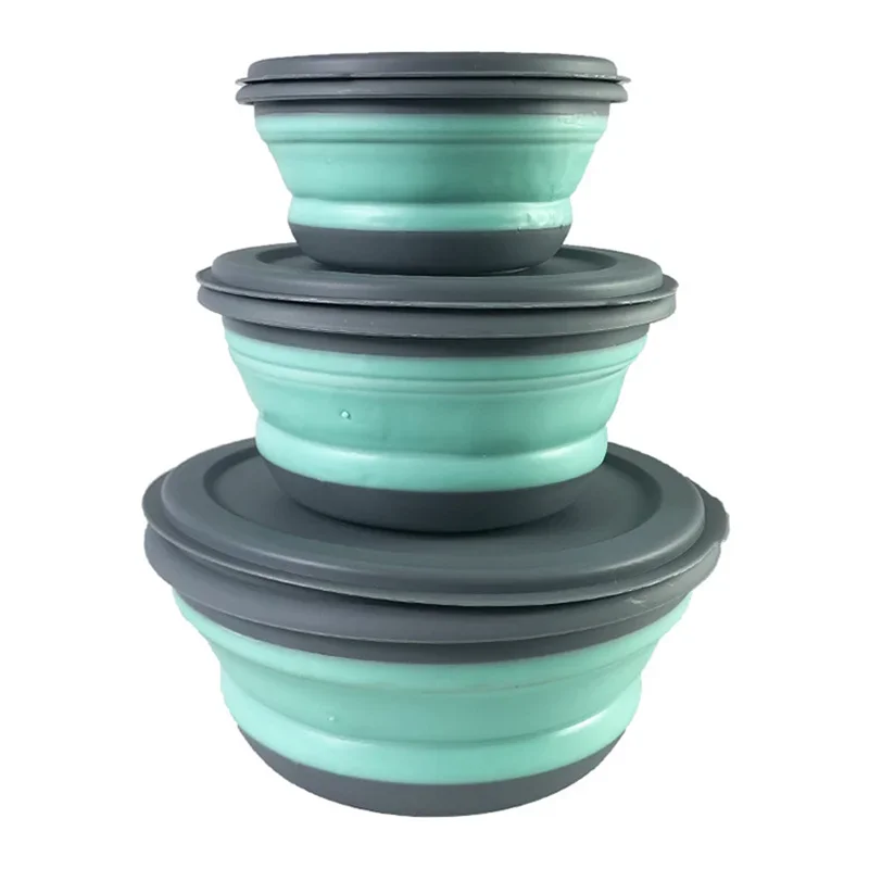

3Pcs/Set Bowl Sets Silicone Folding Lunch Box Folding Bowl Portable Silicone Folding Bowl Kitchen Outdoor Camping Tableware