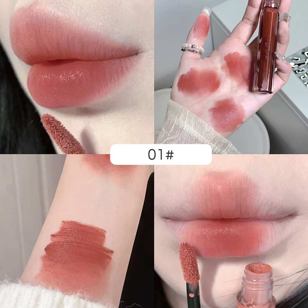 Gege Bear Velvet Matte Mist Lipstick Long Lasting High Pigment Color Non-Stick Cup Velvet Lip Gloss for Daily Makeup