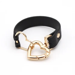 TOTABC Europe Double love Leather Bracelet For Women Femme Charm Buckle Clasp Wide Bracelets & Bangle Jewelry Gifts