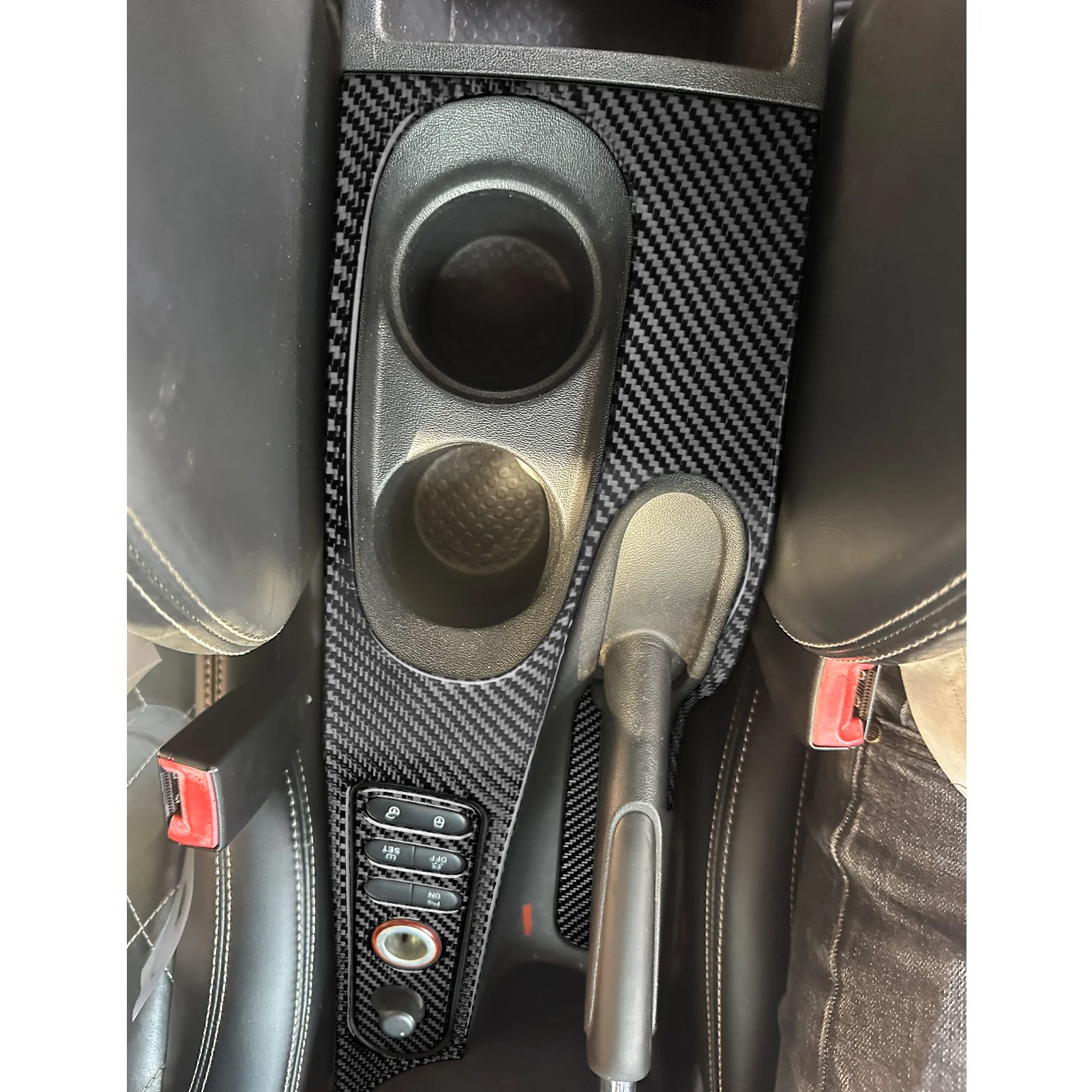 Real Carbon Fiber Car Accessories Cup Holder Set Soft Cover Sticker For SEAT Leon MK2 2005 2006 2007 2008 2009 2010 2011 12