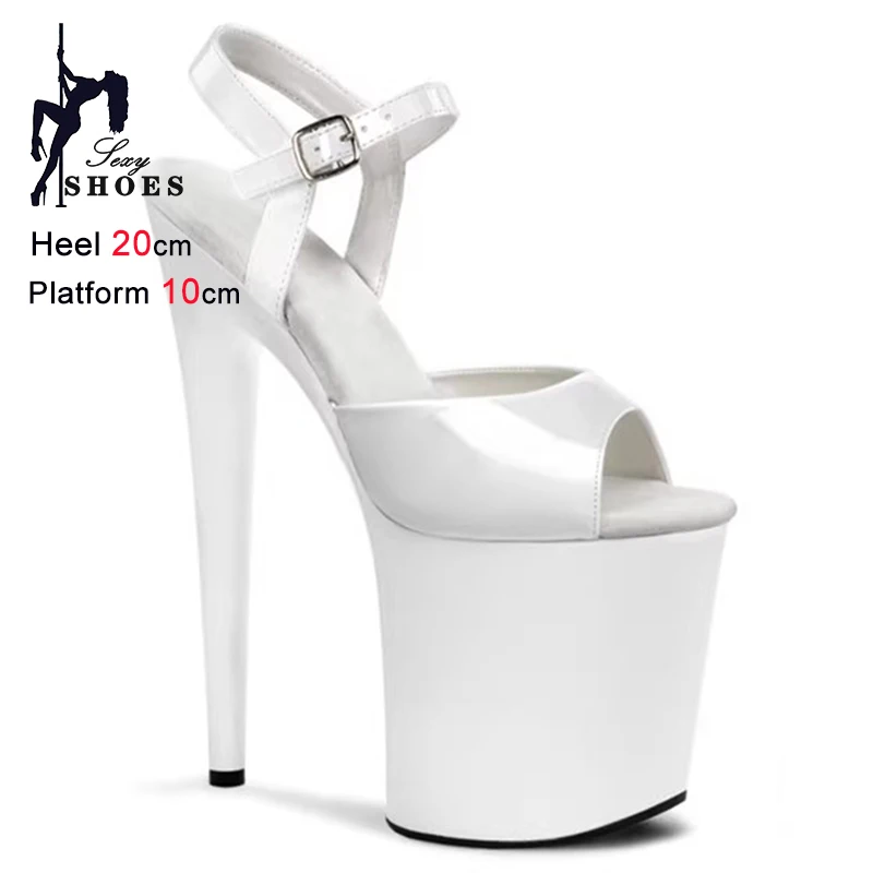 

Сексуальные экзотические туфли для танцев на пилоне, летние женские босоножки на высоком каблуке 20 см, с ремешком на пряжке, на шпильке, для ночного клуба, модельные сценические туфли