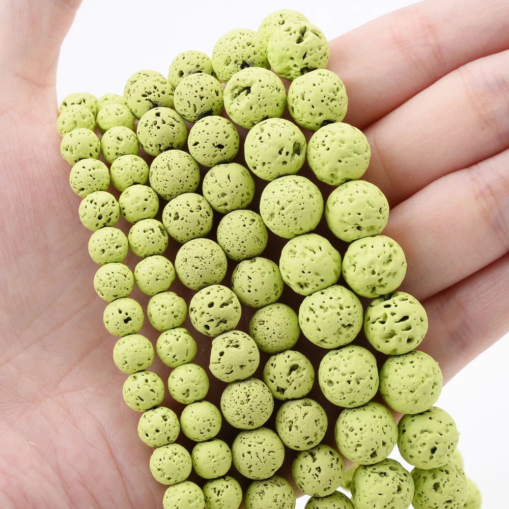 Multicolor Lava Stone Beads Natural Round Volcanic Rock Loose Spacer Beads for Jewelry Making DIY Bracelet Necklace 4 -12mm
