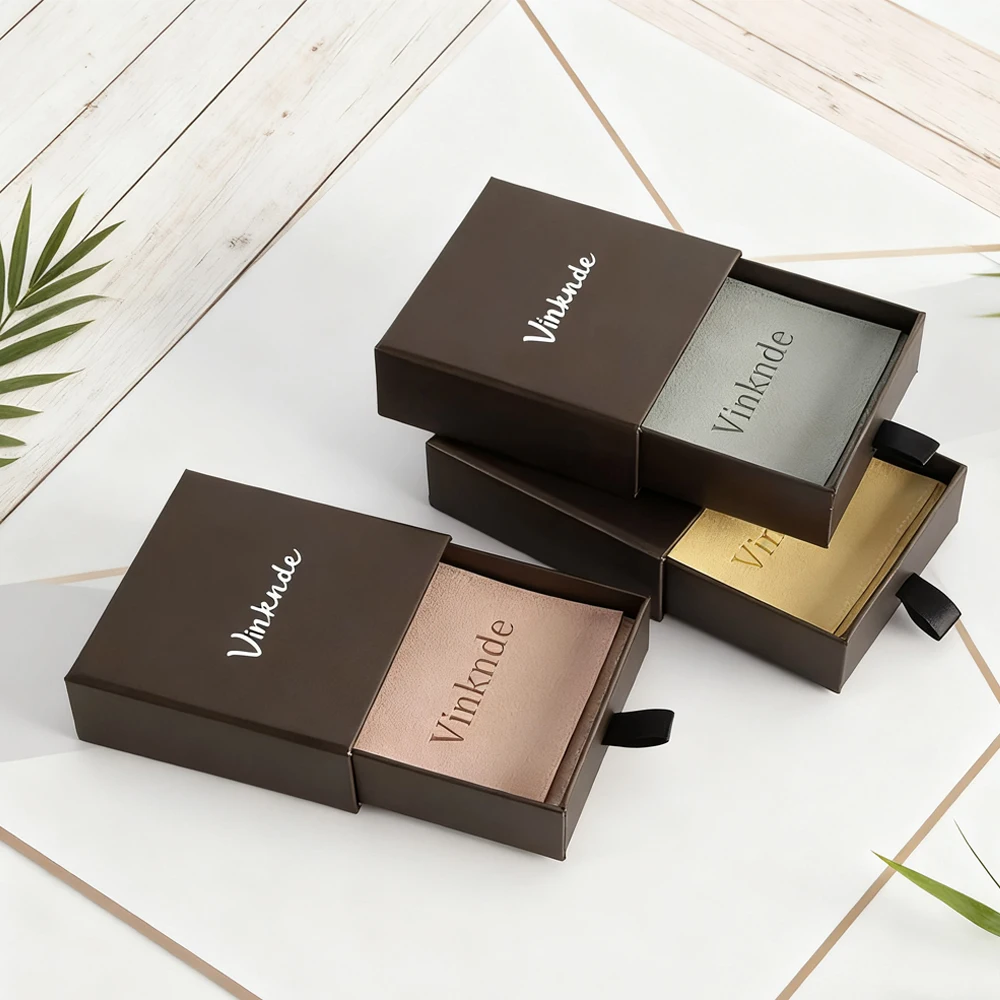 

100Sets Personalized Custom Logo Printed Envelope Jewelry Flap Microfiber Bag Package Pouch and Coffee Drawer Paper Storage Box