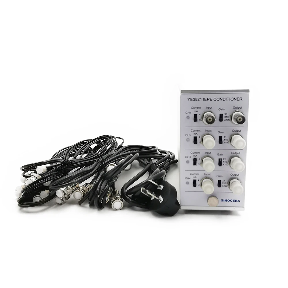 4-channels IEPE signal conditioner in high precision low noise good stability gain exciting current adjustable generator