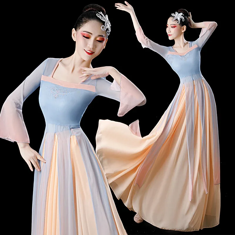 Roupas Hanfu profissionais para mulheres, dança clássica Yangko, traje de dança nacional, profissão elegante roupas de prática, roupas folclóricas