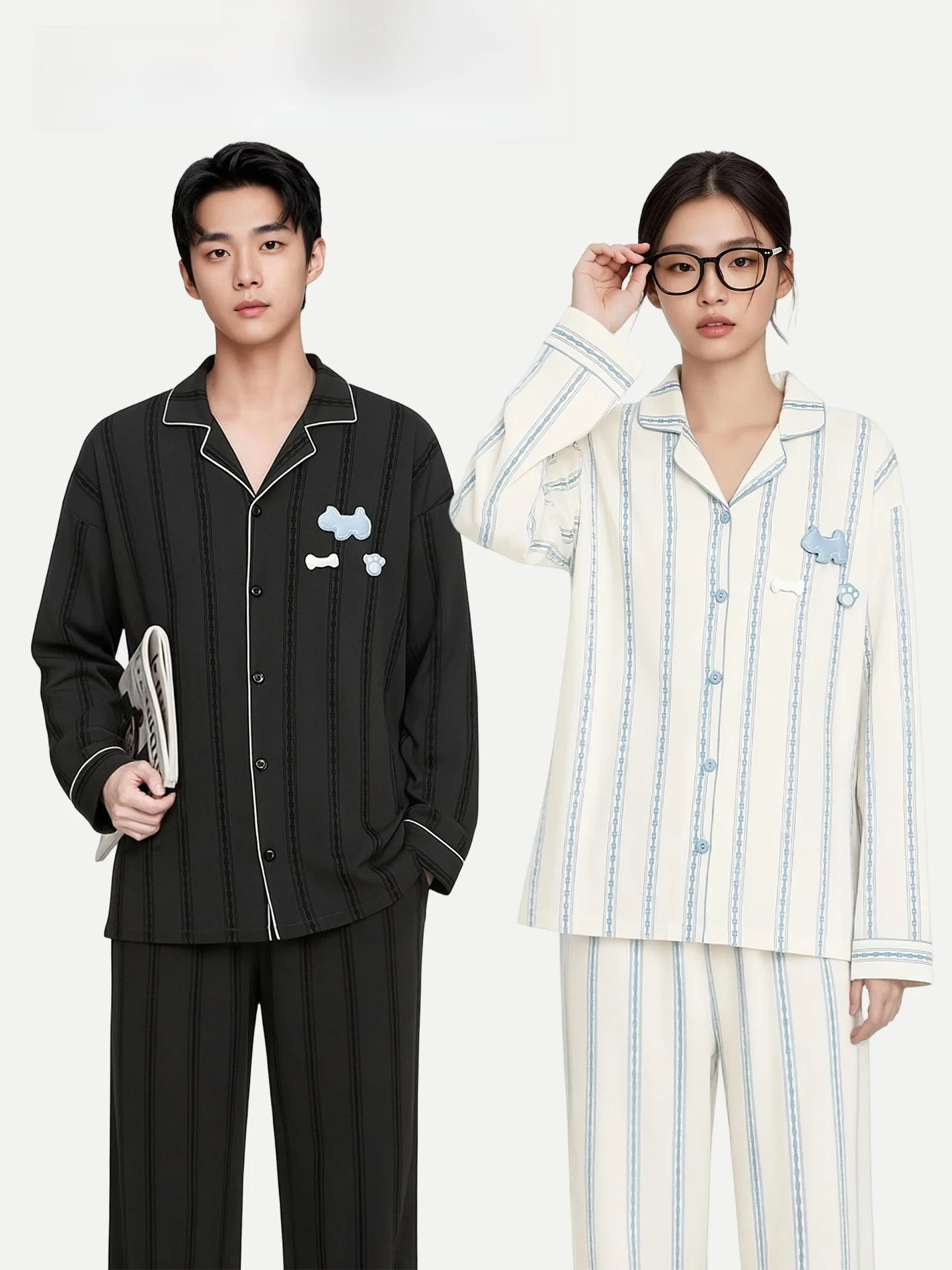 PinkBread Couples Sleepwear Long Sleeve Modal Cotton Home Clothes Women's Outwear Spring Autumn Comfortable Soft Moisture Wic...