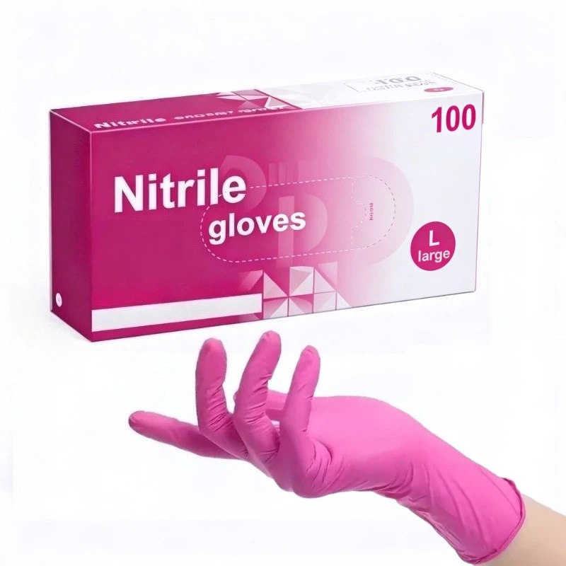 20/50/100PCS Disposable Deep Pink Nitrile Gloves Household Cleaning Gloves Pet Bathing  Dishwashing Versatile Cleaning Tools