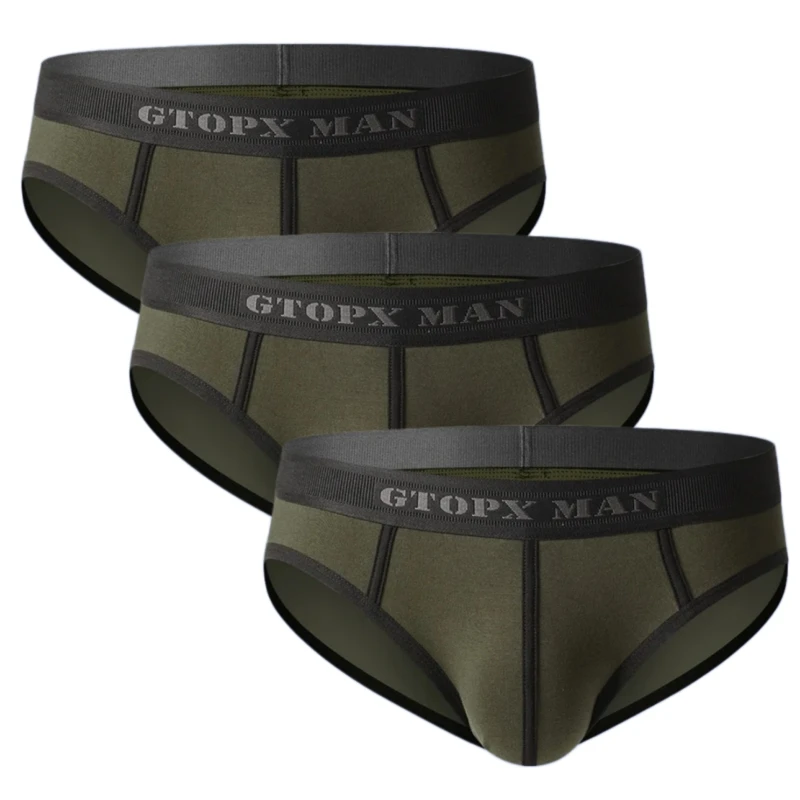 3-Pack Men Underwear U Convex Pouch Single-layer Cotton Briefs  for Men