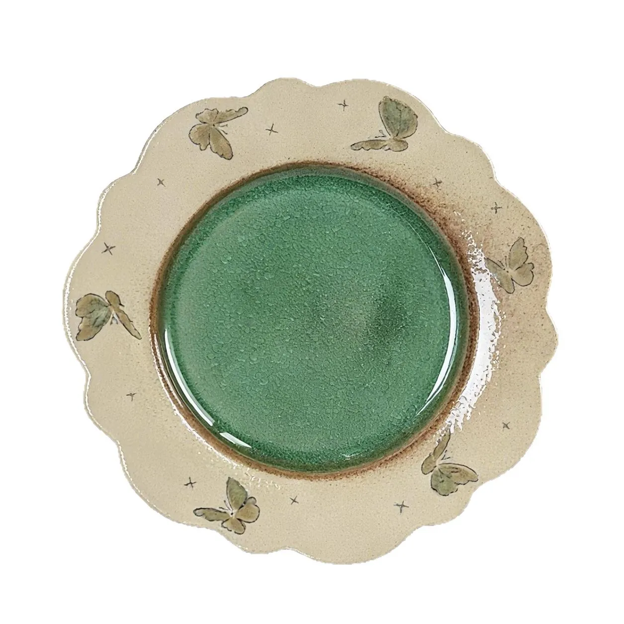 Exquisite Creative Advanced Clay Plate Hand Painted Retro Crackle Glaze Household Ceramic Plate Afternoon Tea Cake Dessert Plate