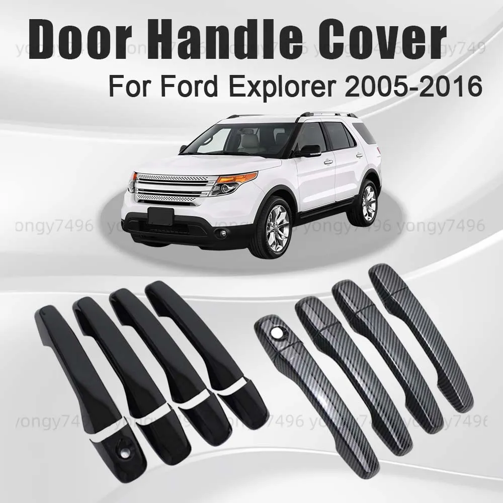 Picture 3: Car Upgrade Carbon Fiber Chrome Silver Glossy Black Door Handle Cover For Ford Explorer 2005 - 2016 Car Rearview Accessories
