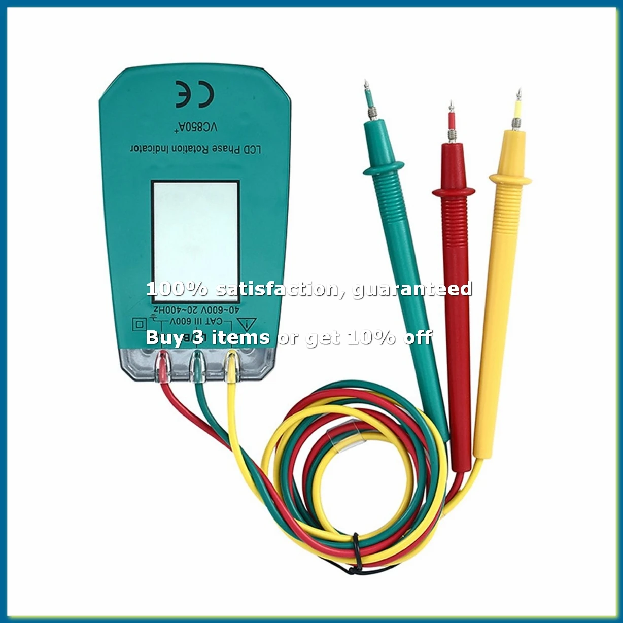 3 Phase Tester Digital Phase Indicator Detector LED Phase Sequence Meter Voltage Tester 40V-600V AC