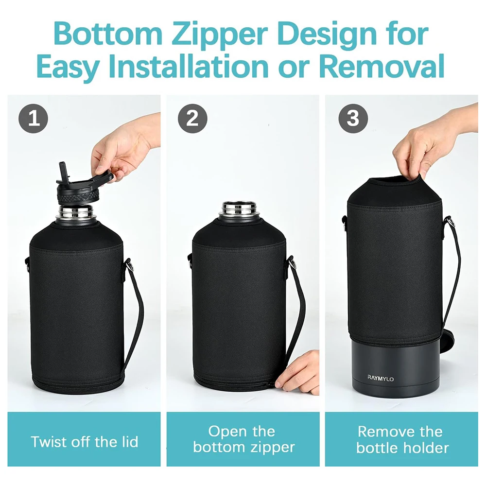 Portable Sports Water Bottle Holder Carrier Bag 64oz 128oz with Shoulder Strap Pouch Thermal Vacuum Mug Sleeve Protective Cover