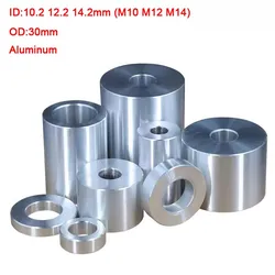 1Pcs Aluminum Bushing Gasket M10 M12 M14 Diameter 30mm Flat Washer Gasket No Thread Standoffs Spacer Sleeve CNC Shaft Sleeve