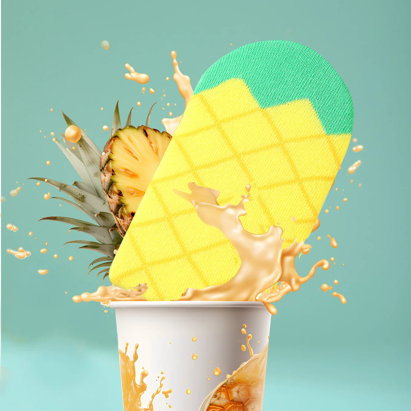 1 pair of unisex mid-calf socks in a novelty and fun pineapple ice cream popsicle gift box, creative socks with a fashionable and trendy style, comfortable and breathable, suitable for parties, casual wear, Valentine's Day, Halloween, birthdays, Christmas, New Year, Thanksgiving, autumn and winter, all-season styles, creative gift box