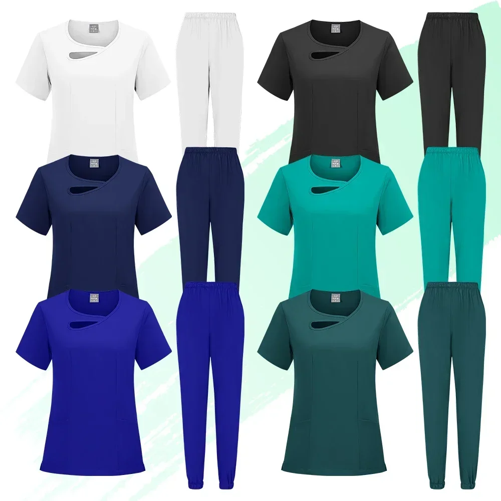 Medical Uniform Elastic Scrub Set Hospital Surgical Scrubs Tops Pants Nurse Nursing Workwear Doctors Clothes Medical Accessories