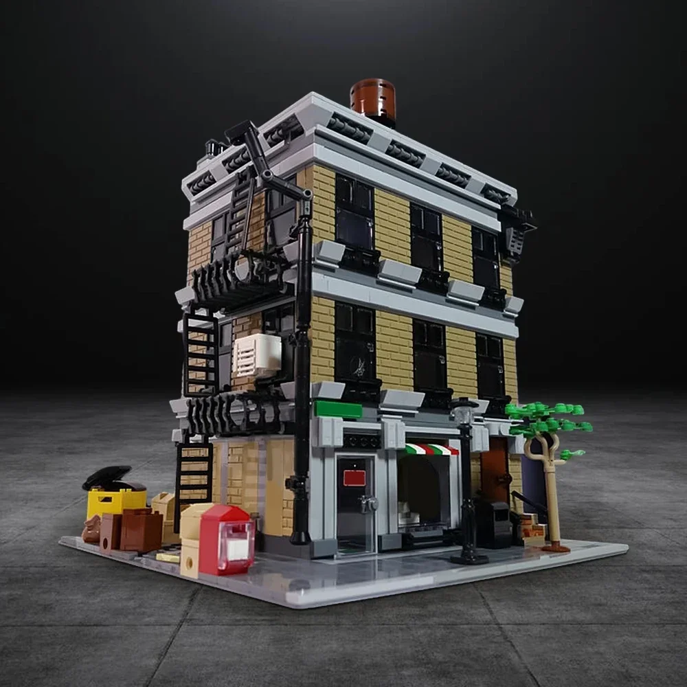 Gobricks MOC 映画シーンピーターパーカーズアパートモジュラービルディングブロッククラシックストリートビュー建築レンガおもちゃキッズギフト