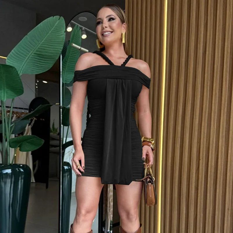Sexy fora do ombro bodycon mini vestido feminino aniversário noite clube festa slash neck ruched bainha magro vestidos curtos com fita