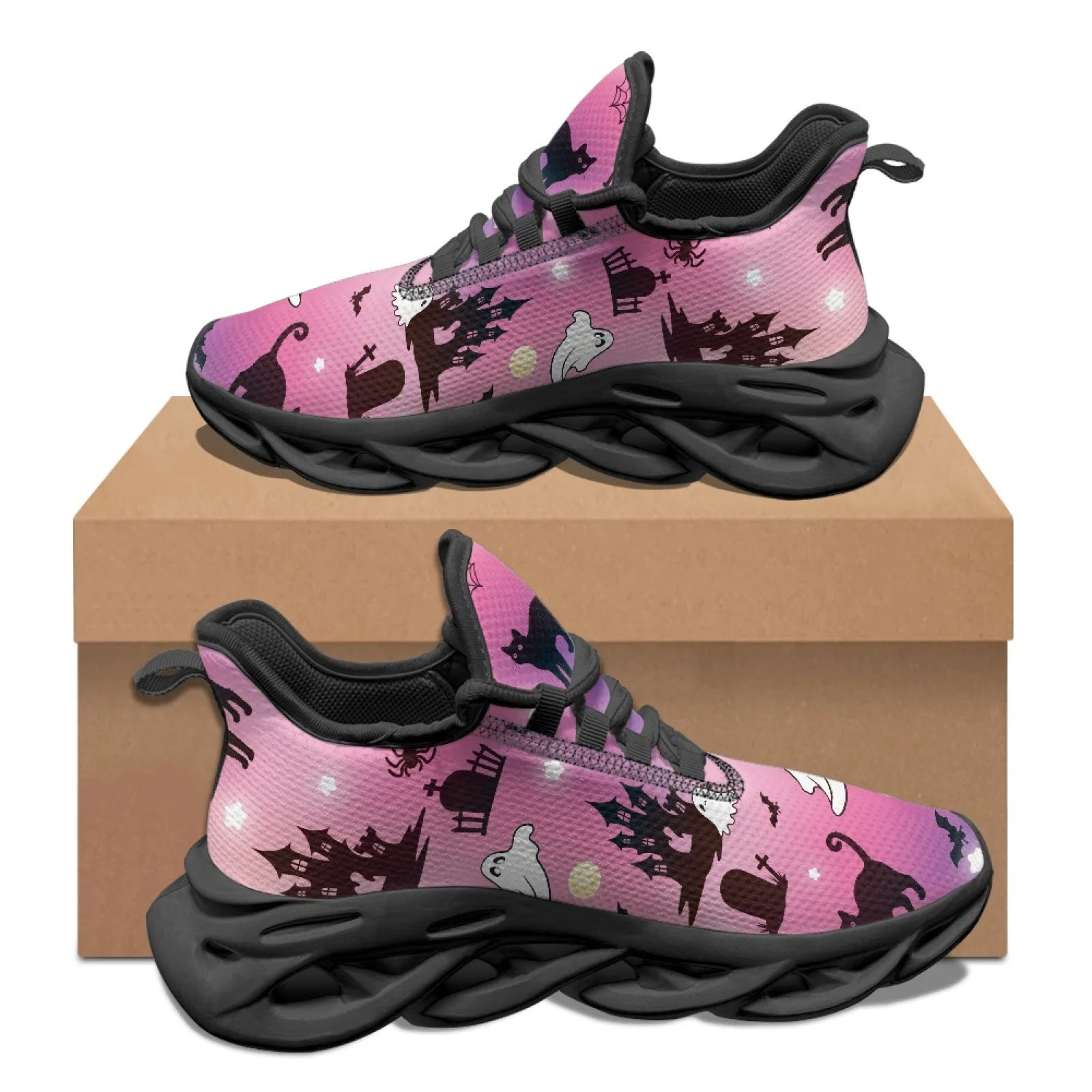 PENSTROLL PENSTROLL Ghost Cat Print Comfortable Men's Running Shoes for Adults Mesh & EVA New Trend Jogging All Season