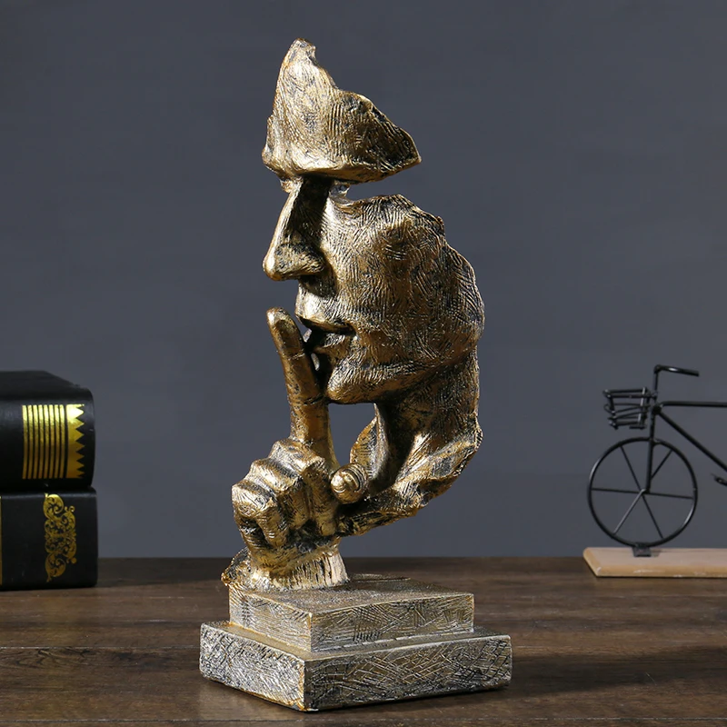 نحت حرفي من الراتنج "الصمت الذهبي" من الشمال، قطعة زخرفية إبداعية للمنزل وغرفة النوم وغرفة المعيشة والمكتب #1