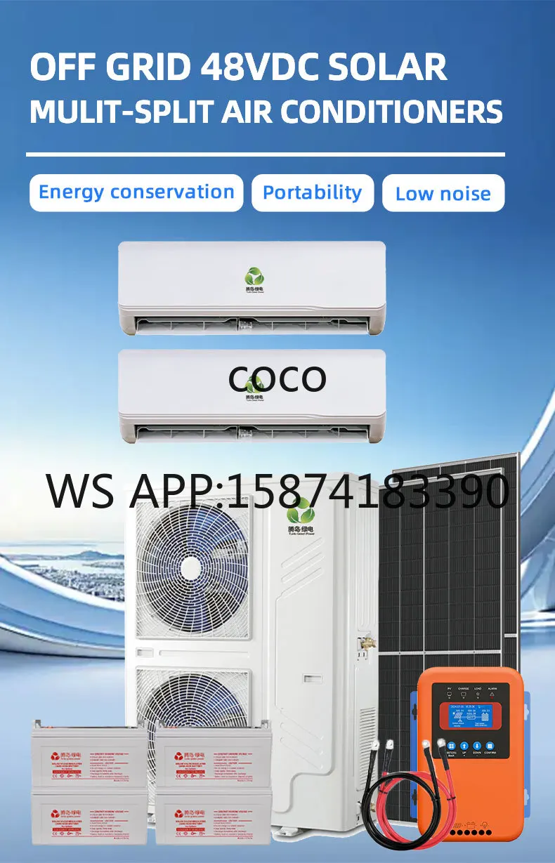 48VDC Wall Mounted Multi-split Solar AC Unit, 24kBTU-48kBTU Cooling Heating DC Inverter Compressor
